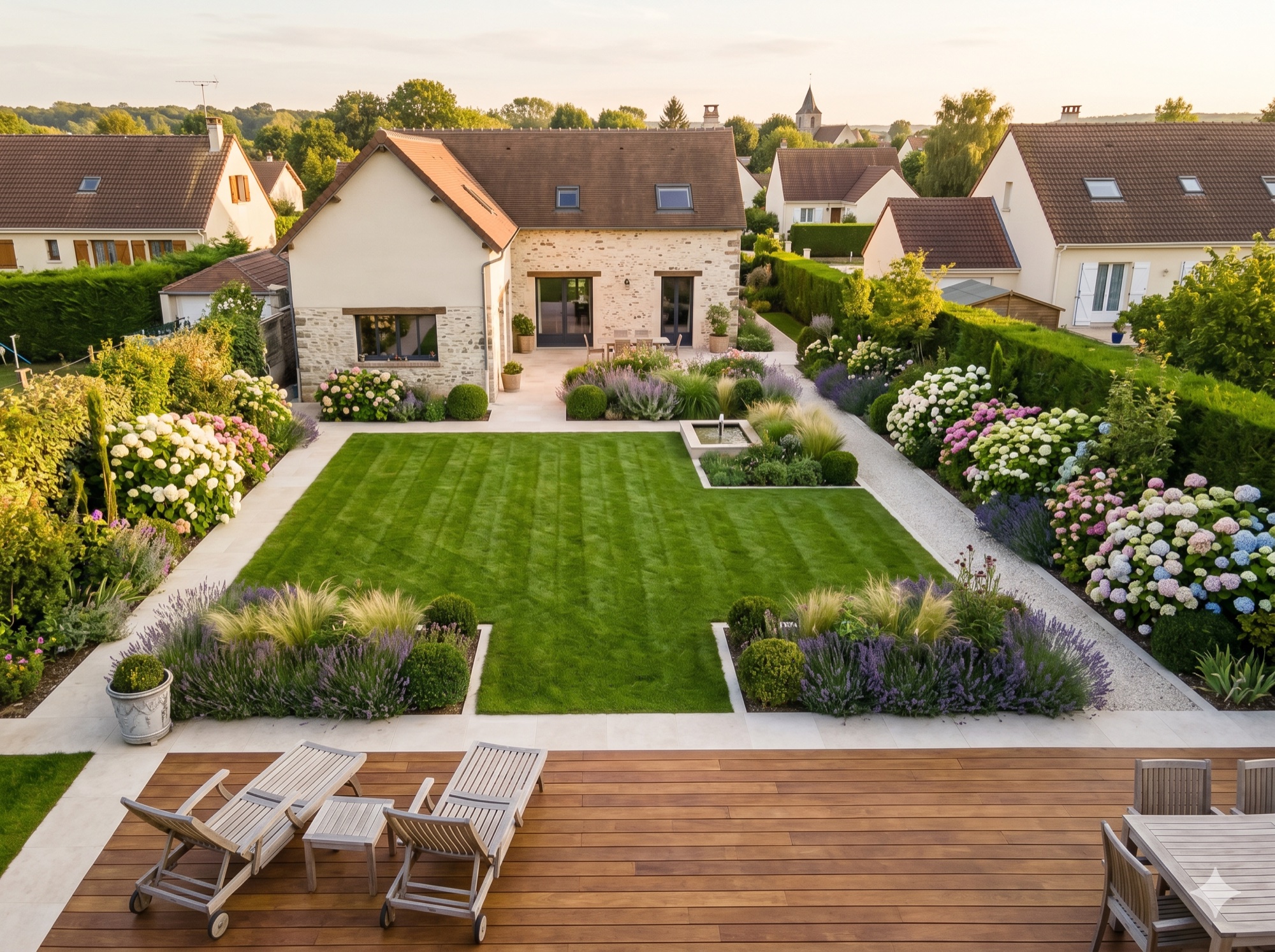 Jardin paysager soigneusement entretenu